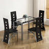 5-Piece Dining Table Set with 1 Glass Dining Table and 4 PVC Chairs Modern Dining Table Set for Kitchen & Breakfast