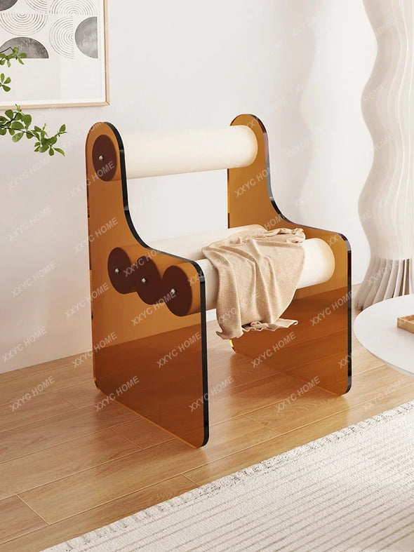 Light luxury shoe change stool living room home sofa single leisure balcony backrest leisure chair makeup bench dining chair