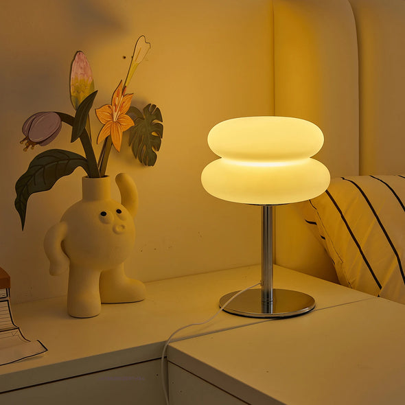 French cream table lamp plastic lampshade  USB plug 9-level dimming bedroom bedside lamp mushroom  atmosphere decorative lamp