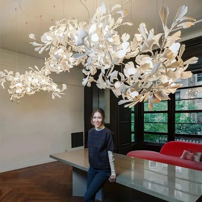 Gingko Chandelier luxury designer acrylic leaf lamp for Hotel Living Dining Room Bedroom Art Decoration kitchen hanging lights