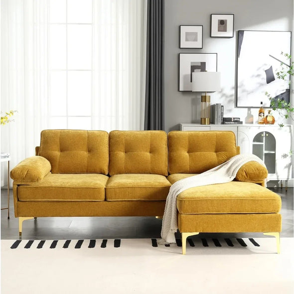 83" Convertible L Shaped Sofas with Chaise Sleeper, Removable Cover for Small Spaces Bedroom, Living Room Sofas