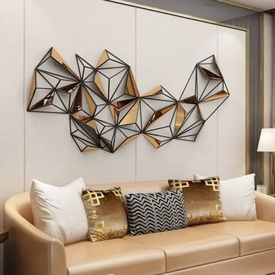 Modern light luxury metal wall decoration living room sofa background wall geometric wall hanging creative soft decoration