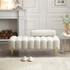 Ottoman Bench for Bedroom and Living Room, Modern Corner Bench, Fabric Upholstered, 2 Seater Sofa Stool, 53.2 in Width