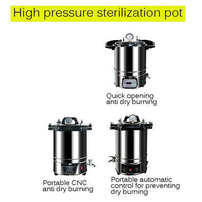 12L/18L/25L Portable Pot Sterilization Autoclave LCD Automatic High Temperature Pressure Steam Sterilizer Pots Surgical Medical