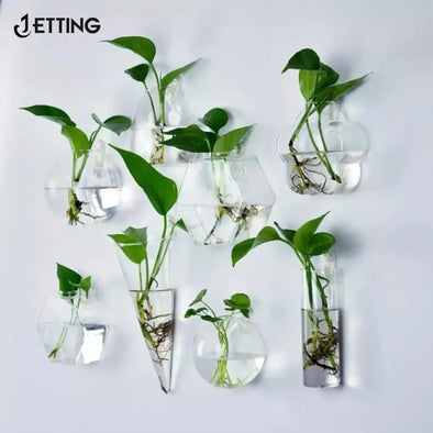 1Pc Wall Hanging Glass Flower Vase Terrarium Wall Fish Tank Aquarium Container Flower Planter Pots Home Garden Decoration