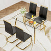 Glass Dining Table Set for 4,5 Piece Dining Table and Chairs Set，Modern Kitchen Dining Room Table with 4 Black PU Leather