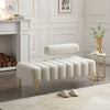 Ottoman Bench for Bedroom and Living Room, Modern Corner Bench, Fabric Upholstered, 2 Seater Sofa Stool, 53.2 in Width