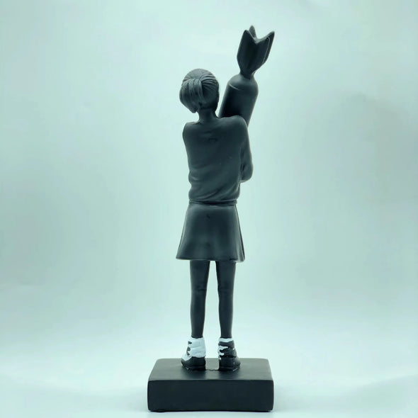 Banksy Hugging Bomb Girl Statue Hugger Hugging Peace Bomb Girl Art Resin Sculpture Street Art Design Ornaments Office Home Decor