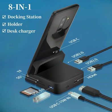 8 IN 1 Type C HUB Docking Station Phone Stand Pad Station USB C To HDMI-compatible Dock Power Charger Adapter For Samsung