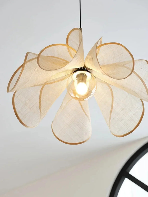 Japanese Wabi Sabi Flower Chandelier French Fabric Modern Ceiling Pendant Lights Living Bedroom Home Decor Lighting Hanging Lamp