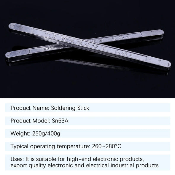 250g/400g High Purity Tin Solder Rod Pure Tin bar No Lead Soldering 63/47 Low Melting Point Antioxidant Sn Welders Welding Wire