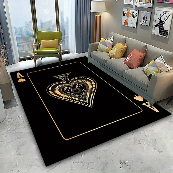 Ace of Hearts Poker Card Pattern Carpet for Living Room Non-Slip Bedroom Bedside Sofa Area Rug Soft Indoor Floor Mat Home Decor