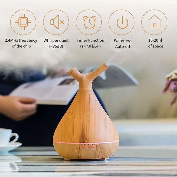 Aromatherapy Diffuser 400ml Ultrasonic Nebulizer Oils Quiet Aroma Air Humidifier Fragrances for Room Office Coroful 7 Led Light