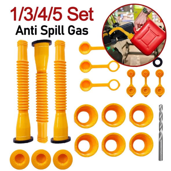 1/3/4/5 Set Gas Can Nozzle with Screw Collar Caps Anti Spill Gas Can Vent Replacement Gas Can Spouts for Most 1/2/5/10 Gal Can