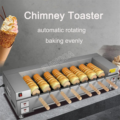 With 8 Roller Electric Hungarian Chimney Cake Maker Chimney Cake Rolls Grill Oven Machine Waffle Maker Bread Roll Baking Machine