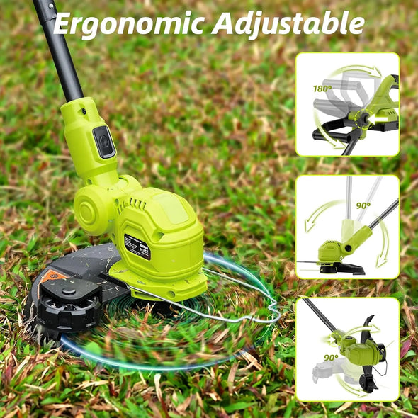 12-inch 20V Cordless String Trimmer with Fast Charger, 2 X 2.0Ah Battery Powered with Auto Line Feed, Lawn Edger with 8 Pcs Gras