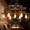 WELTIG Steampunk Industrial Bronze Chandelier - 7 Gear Pendant Light