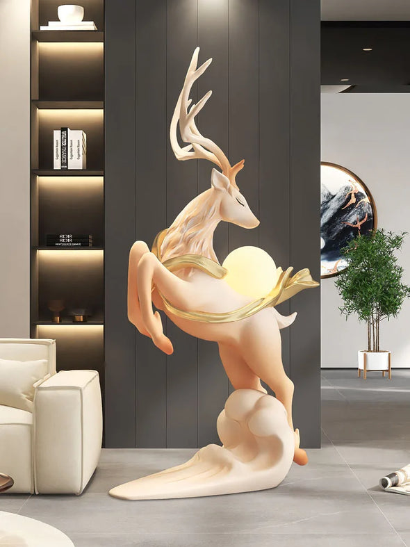 120cm Sculpture Creative Large Deer Statue Floor Decoration Living Room,Foyer,Sofa Side Lamp Ornament,Home Decor,Customized