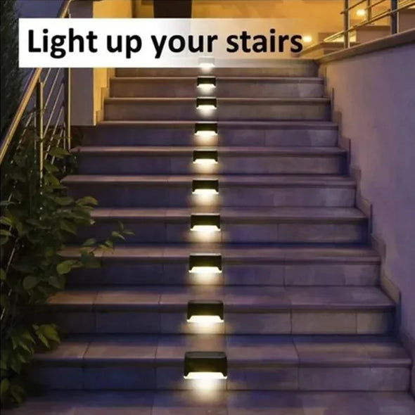 Warm White LED Solar Step Lamp Path Stair Outdoor Garden Lights Waterproof Balcony Light Decoration for Patio Stair Fence Light