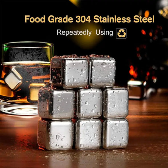 304 Stainless Steel Ice Grain Tart Stone Ball Whiskey Metal Set With Ice Clip Bar Wine Set Bar Tools Summer Kitchen Accessories