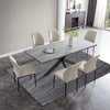 6-8 People Modern Dining Table Rectangular Space-Saving (Gray Table + 6 White Chairs) Table and Chair Set