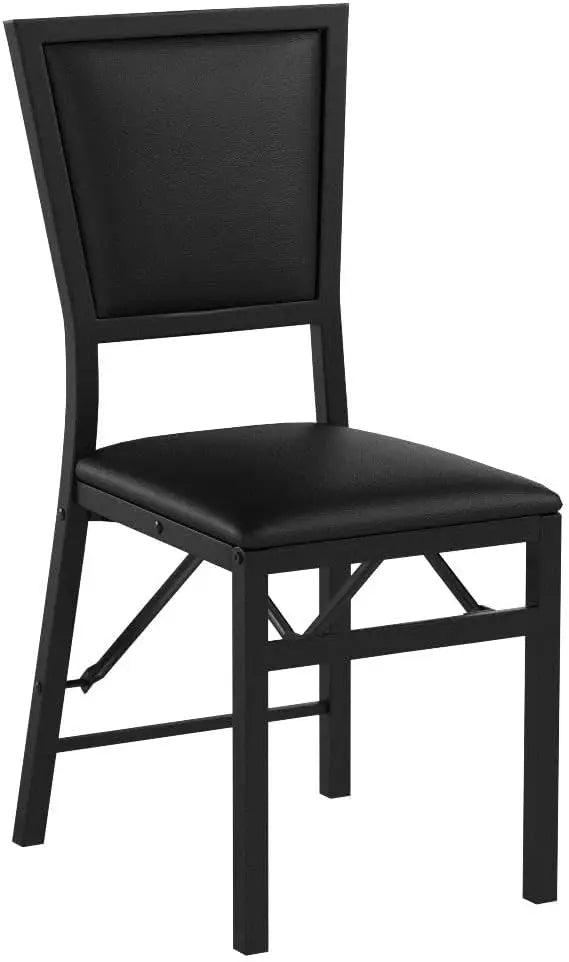 Folding Chairs Set of 2, Dining Chairs with Padded Seats, Sturdy Metal Frame, Floor Protectors, Space Saving Design, Fol