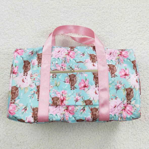 2023 New arrivals RTS wholesale kids fashion blue bag children's luggage portable bag girls floral duffel bags