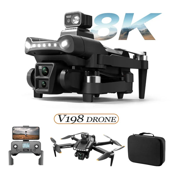 2024 V198GPS Drone ESC 8K Profesional HD Camera Brushless Obstacle Avoidance Aerial Optical Foldable Quadcopter Drone For Xiaomi