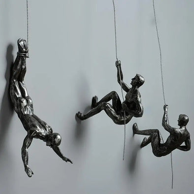 1pc Climbing Man Wall Sculptures Resin Statue Climbing Athlete Man Art Hand-Finished Sports Ornament Home Figures Miniatures