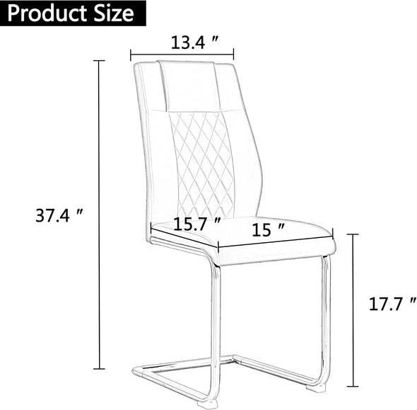 Dining Table Chairs Set for 6,PU Leather Upholstered 55" Dinner Dining Room (Dining Table Set for 6, White)Table and Chair Set