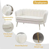 Sofa with 2 seats, Teddy Small Sofa with Gold Metal Legs, 59” Modern 2 Sater Sofa with Flower Backrest, Living Room Furniture