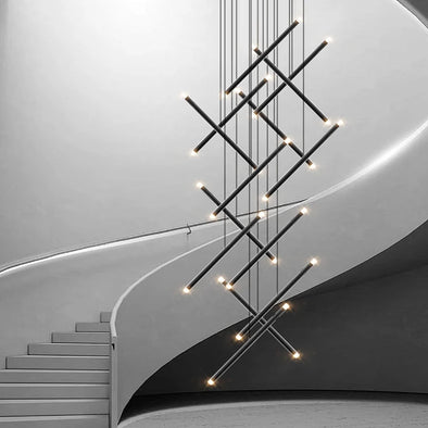 Modern Chandelier LED Stair Chandelier Designer Living Room Chandelier Long Column Interior Deck the Halls Attic Pendant Lamp