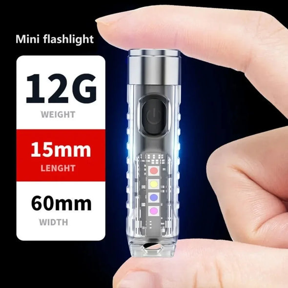 1PC Rechargeable Mini Keychain Flashlight with 10 Modes and Magnetic Base - Ideal for Camping and Outdoor Activities