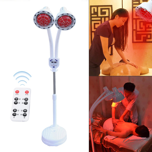 Beauty Timer Light Health Care Light 2Head Floor Stand Infrared Heat Physical Therapy Lamp Medical Heating Lamps Therapeutic