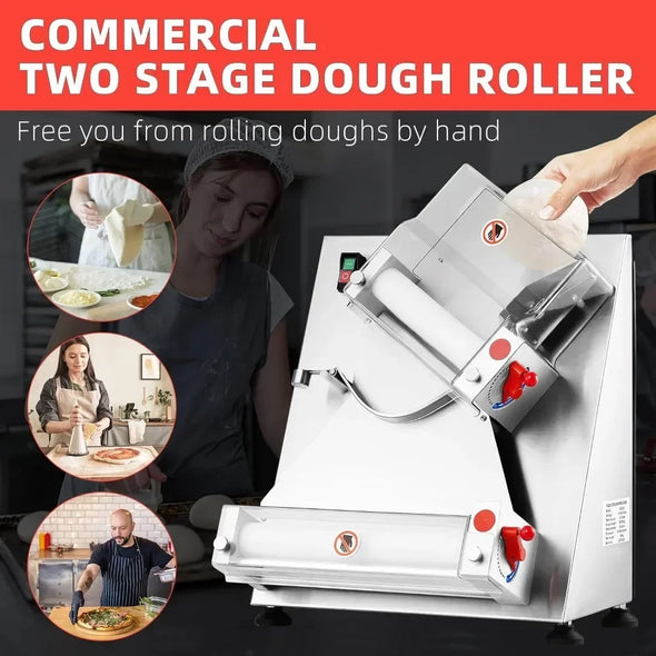 370W Electric Pizza Dough Roller, Stainless Steel, Suitable for Noodle