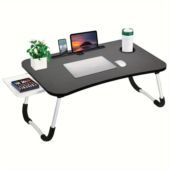 WELTIG Foldable Laptop Riser & Stand bed Table with Cup Holder