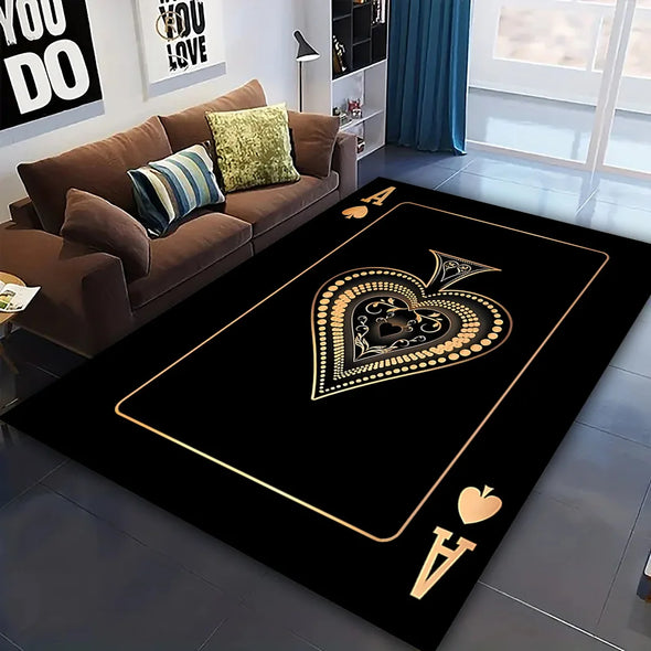 Ace of Hearts Poker Card Pattern Carpet for Living Room Non-Slip Bedroom Bedside Sofa Area Rug Soft Indoor Floor Mat Home Decor