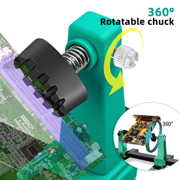 Circuit Board Holder Stable Adjustable PCB Welding Bracket Auxiliary Clamp Repair Tool Clamping Kit 360° Heavy Duty Base Plate