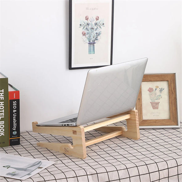 WELTIG Universal Wooden Laptop Stand with Detachable Base