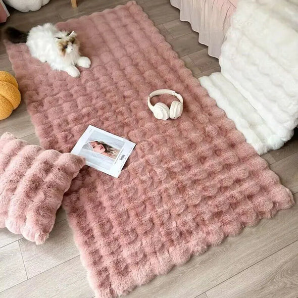 1Pc Bubble Plush Carpet For Home Decor Imitation Rabbit Hair Balcony Cushion Kids Living Room Faux Fur Rug Girl Bedroom Foot Mat