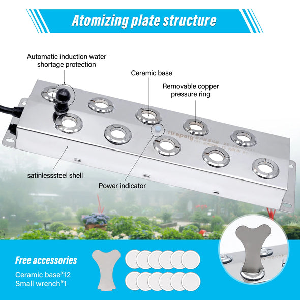 110V/220v 4/6/8/10/12 Head Ultrasonic Mist Maker Fogger Stainless Steel Air Humidifier Greenhouse For Hydroponics High Quality