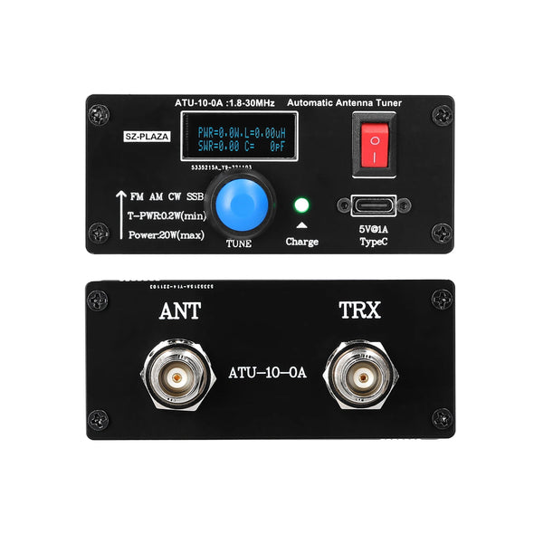 ATU-10-0A Shortwave Automatic Antenna Tuner 20W 1.8-30MHz Aluminum Alloy Housing Shortwave Power Meter Standing Waves Meter