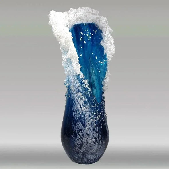 Modern Vase Home Decoration Wave Shaped Vase Resin Crafts Fashion Nordic Style Office Living Room Room Decoration Blue Vase