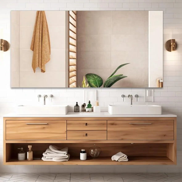 Large Mirror 72" x 36", Modern Rectangle Bathroom Mirror with Frameless Polished Edge, Hangs Horizontally or Vertically