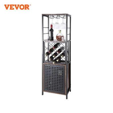 VEVOR Wine Bar Cabinet Wine Table for Liquor & Glasses Freestanding Farmhouse Wood Bar Cabinet Natural