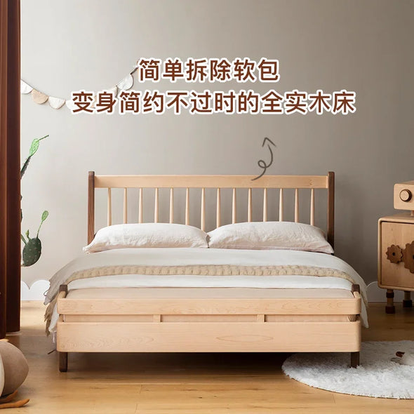 Nordic Children's Bed Solid Wood with Fence Boys and Girls Single 1.2/1.35/1.5 M