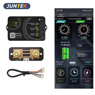 KL110F 0-120V 0-100A Battery Monitor Bluetooth Battery Tester Voltage Current VA Meter Battery Coulomb Meter Capacity Indicator