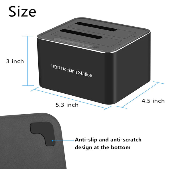 2 Bay 2.5 3.5 inch Hard Drive Docking Station USB3.0 to SATA HDD Case Dual HDD Dock Support 32TB Mobile HDD Enclosure