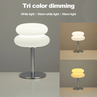 French cream table lamp plastic lampshade  USB plug 9-level dimming bedroom bedside lamp mushroom  atmosphere decorative lamp