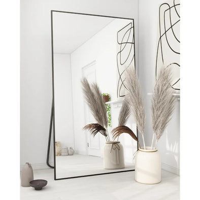 Large Mirror Full Length 34"x76", Floor Body Mirror with Stand, Metal Frame Wall-Mounted Vanity Mirror, Hanging Leaning